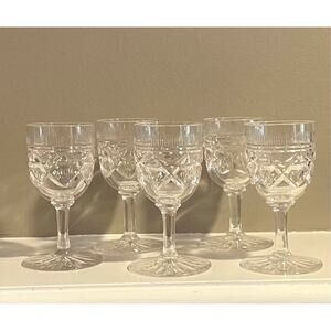 Vintage Etched Crystal Cordial Glasses, 3oz., Set of 5